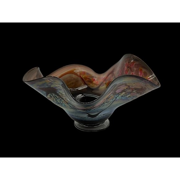Buzz Williams Studio Art Glass Bowl Abstract Shape Alder House Signed 2004 Bowl - Picture 2 of 14